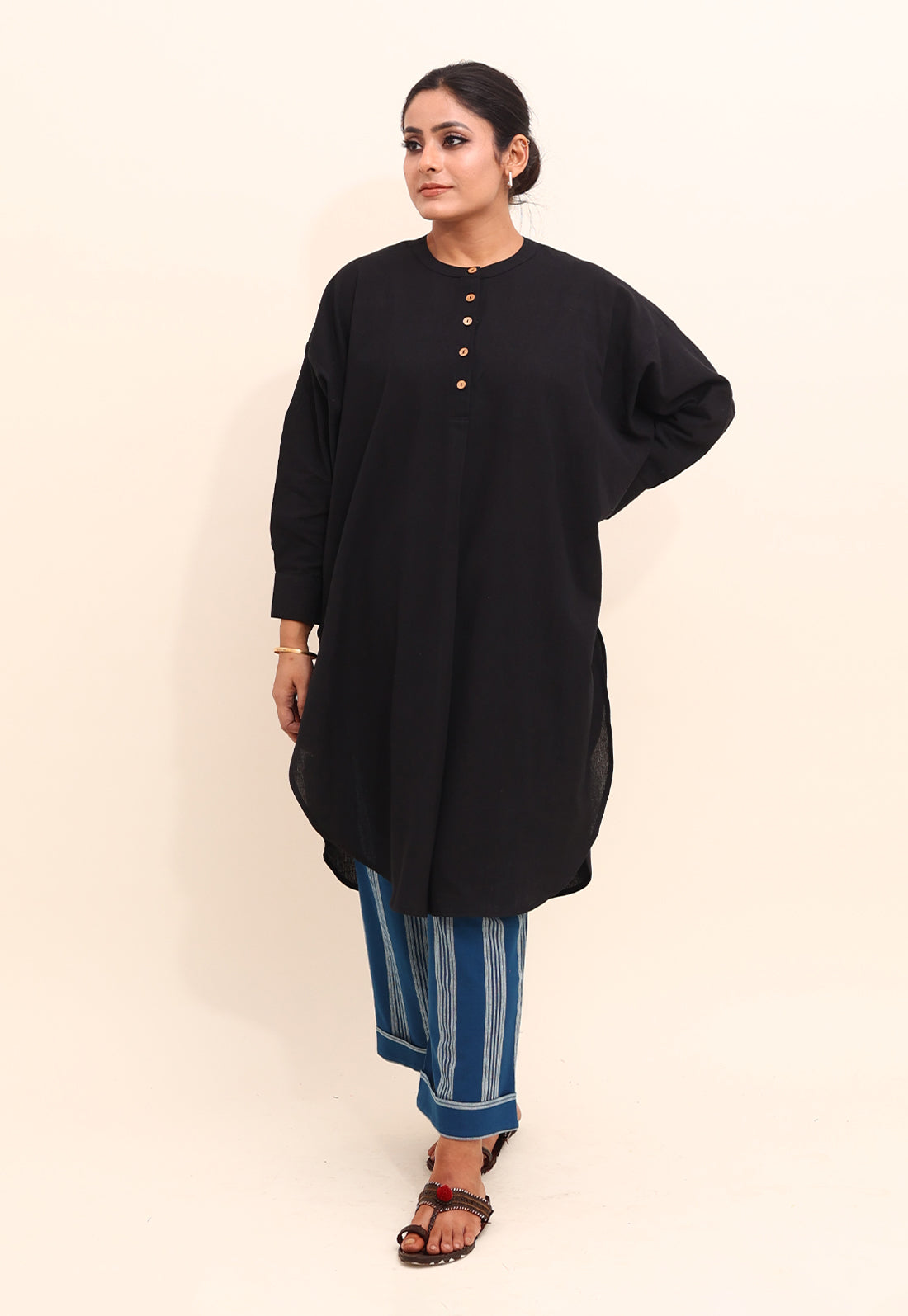 Solid Black Embroidered Co-ord Set