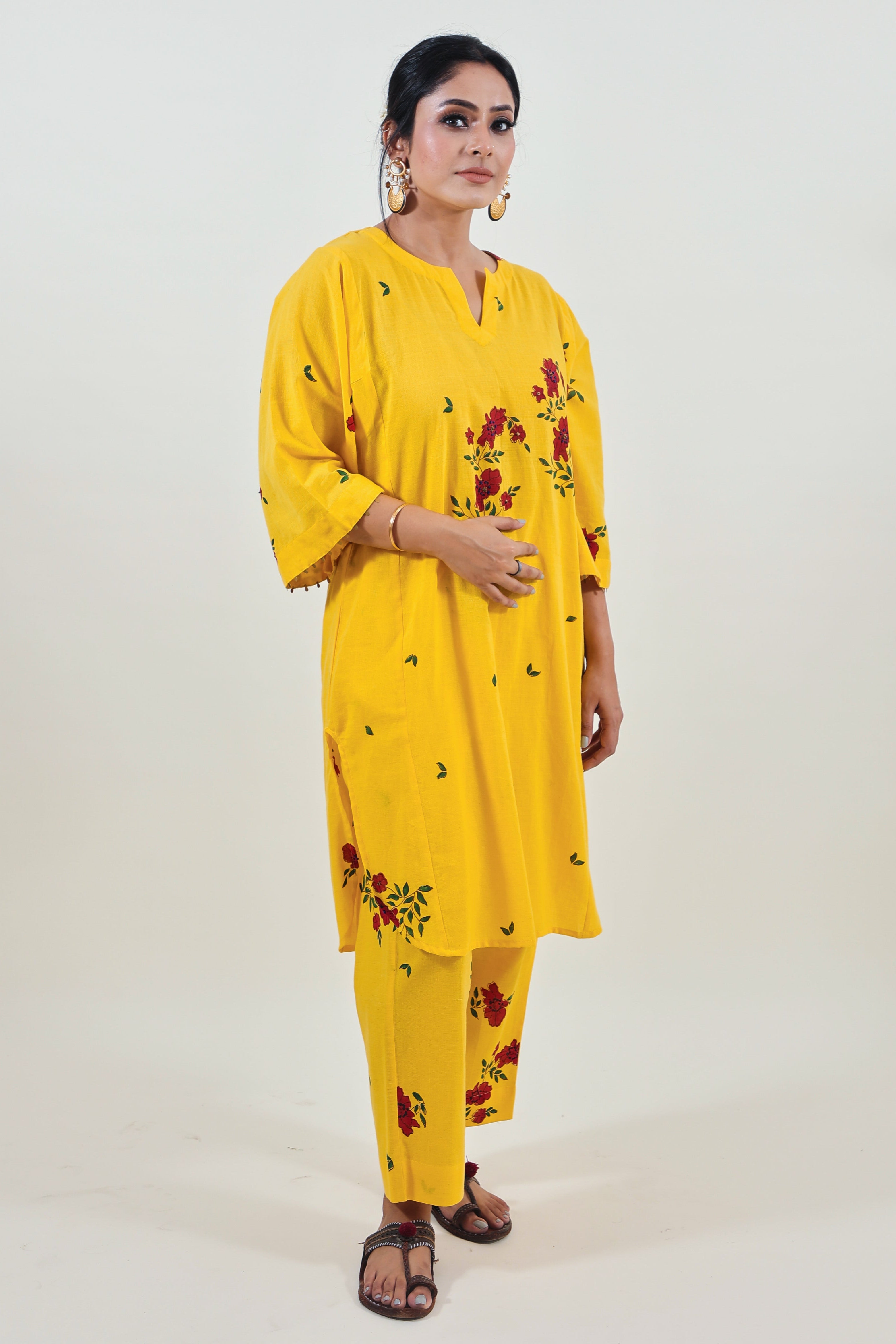 Yellow Floral Choga Bloom Kurta