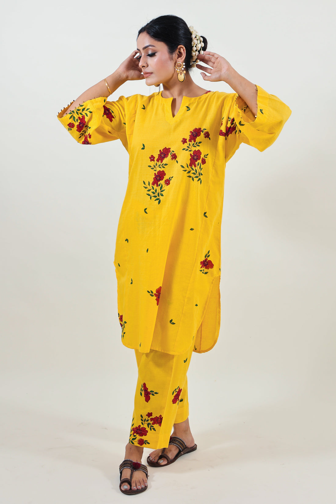 Yellow Floral Choga Bloom Kurta