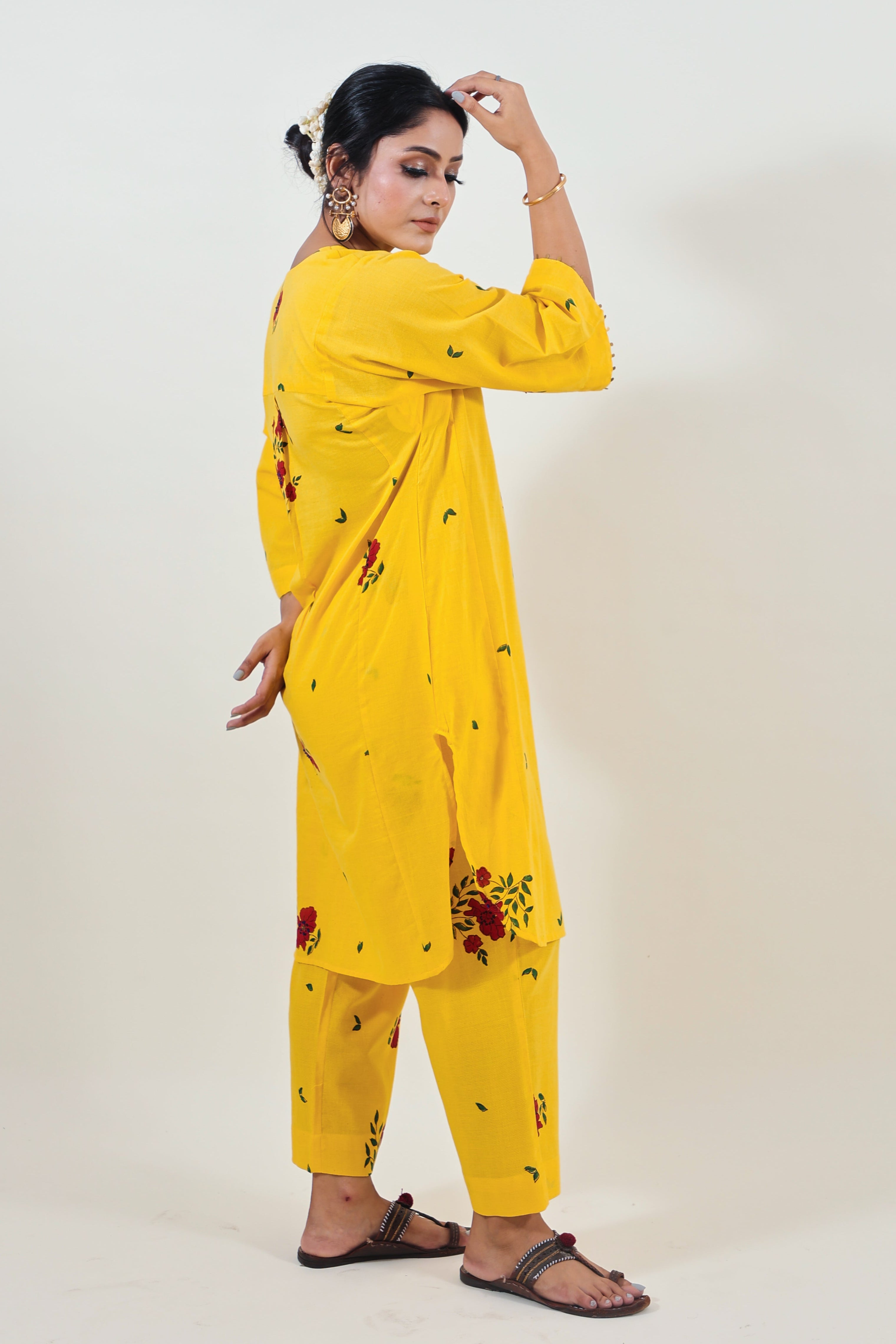 Yellow Floral Choga Bloom Kurta