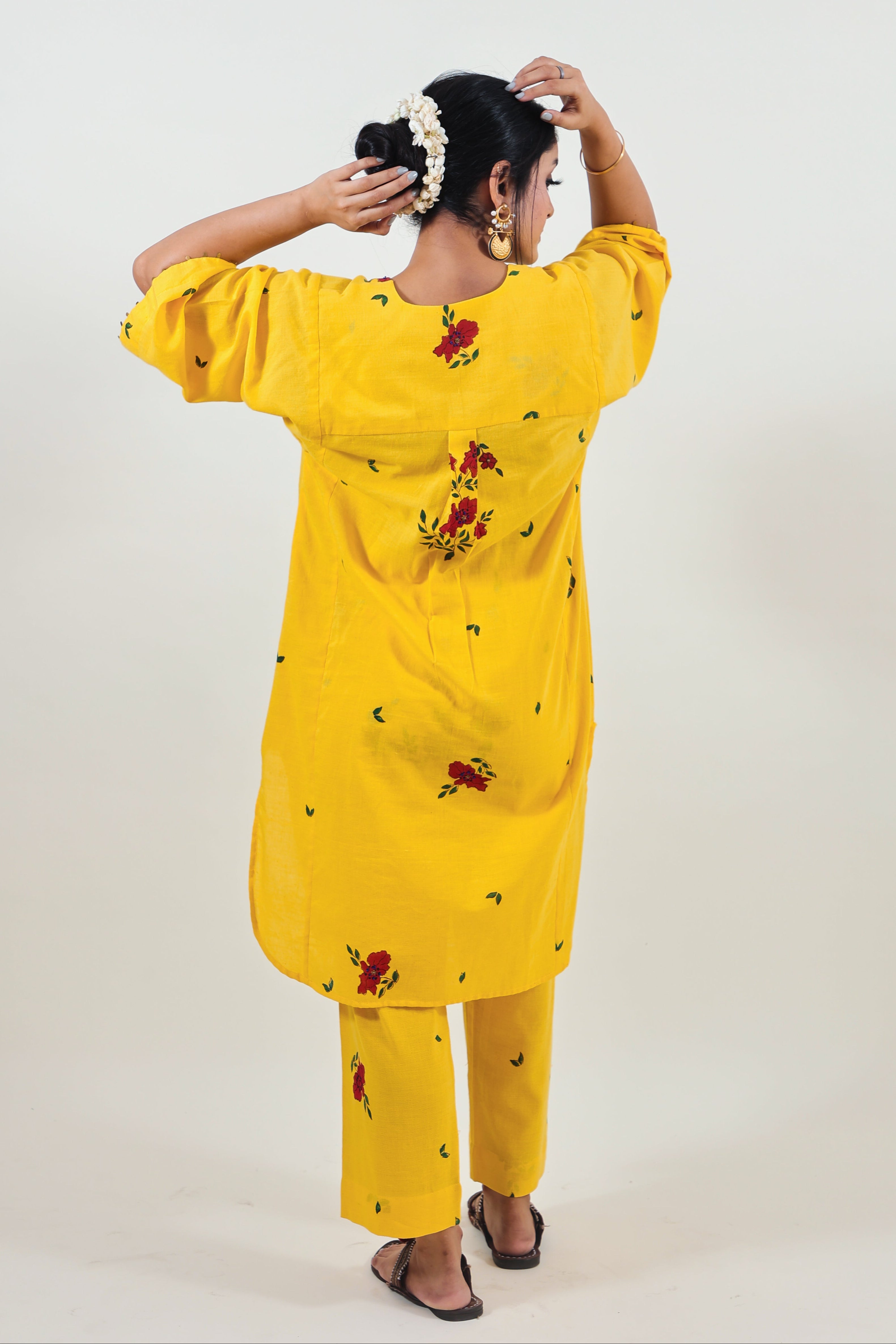 Yellow Floral Choga Bloom Kurta
