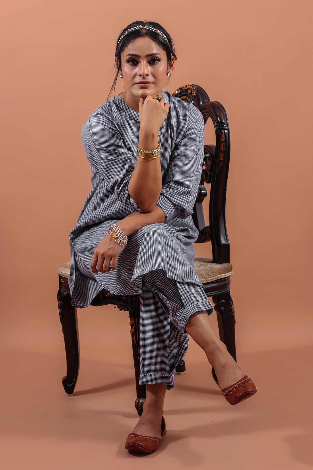 Indigo Checkered Kurta