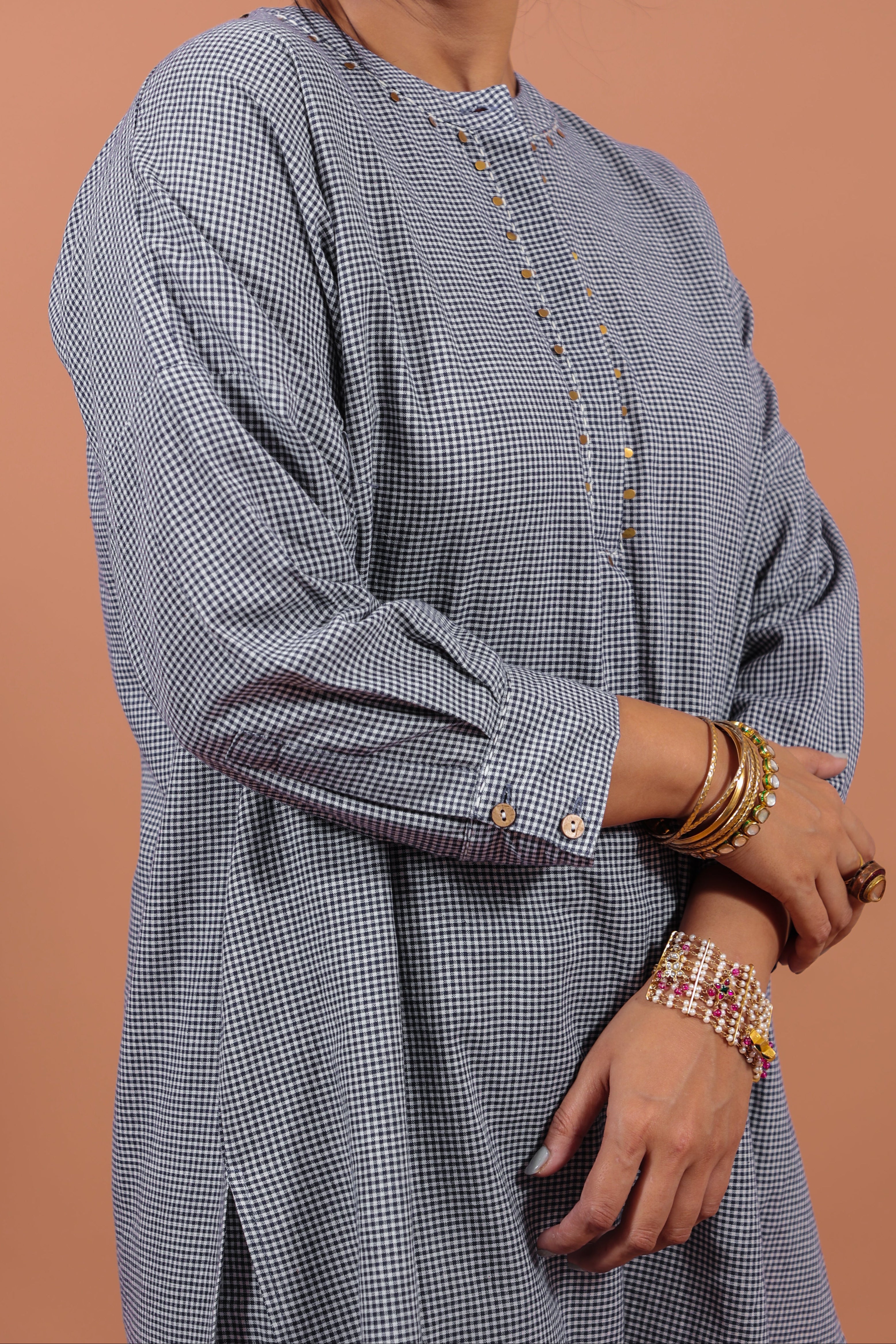 Indigo Checkered Kurta