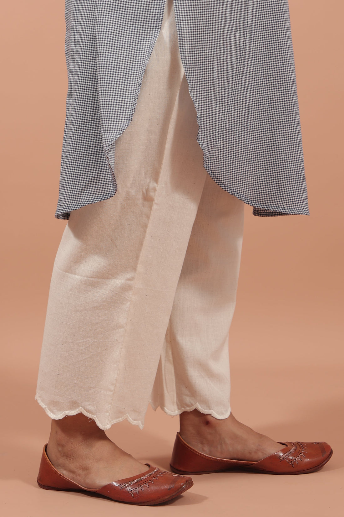 Ivory Scalloped Pants