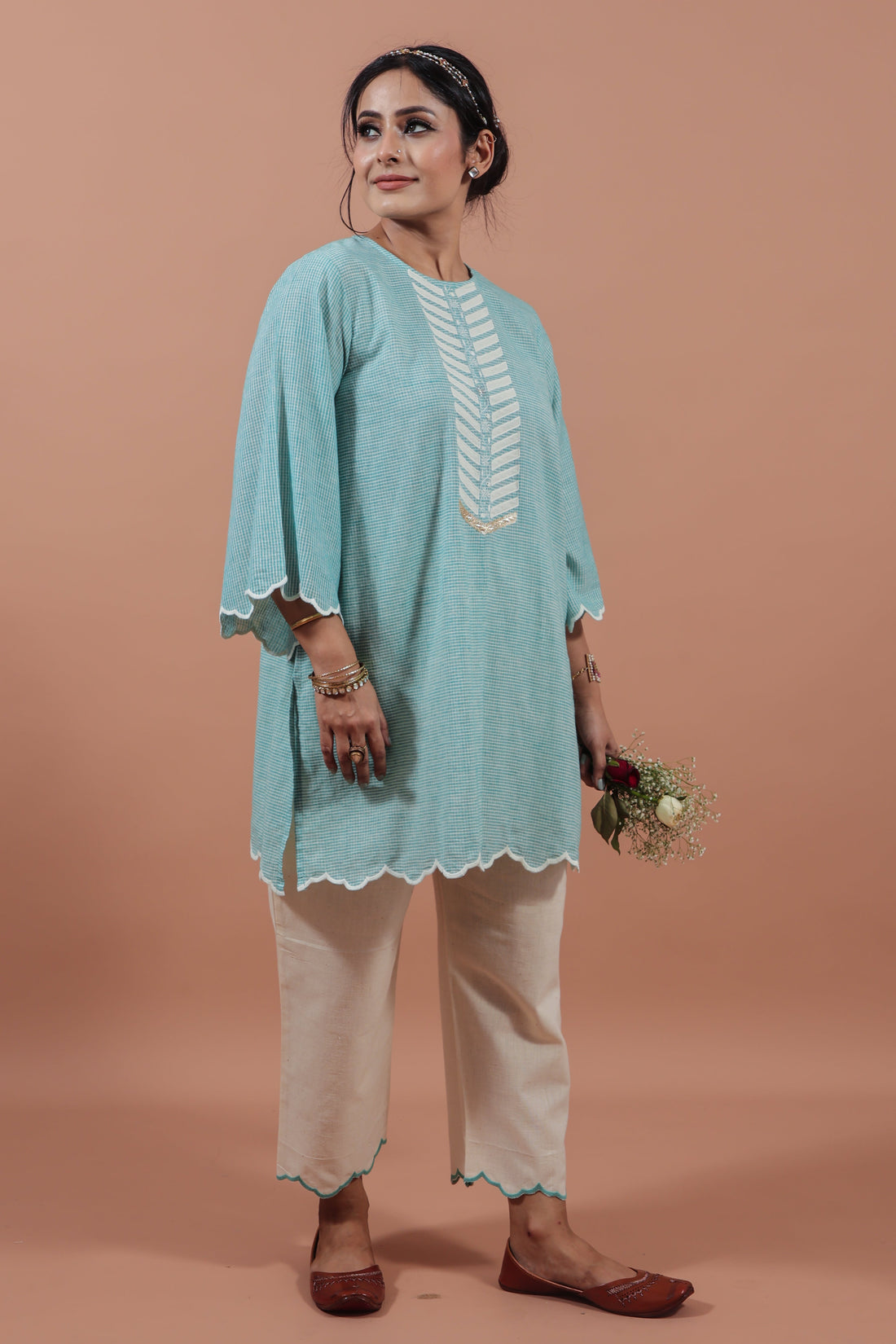 Aqua Applique Kurta
