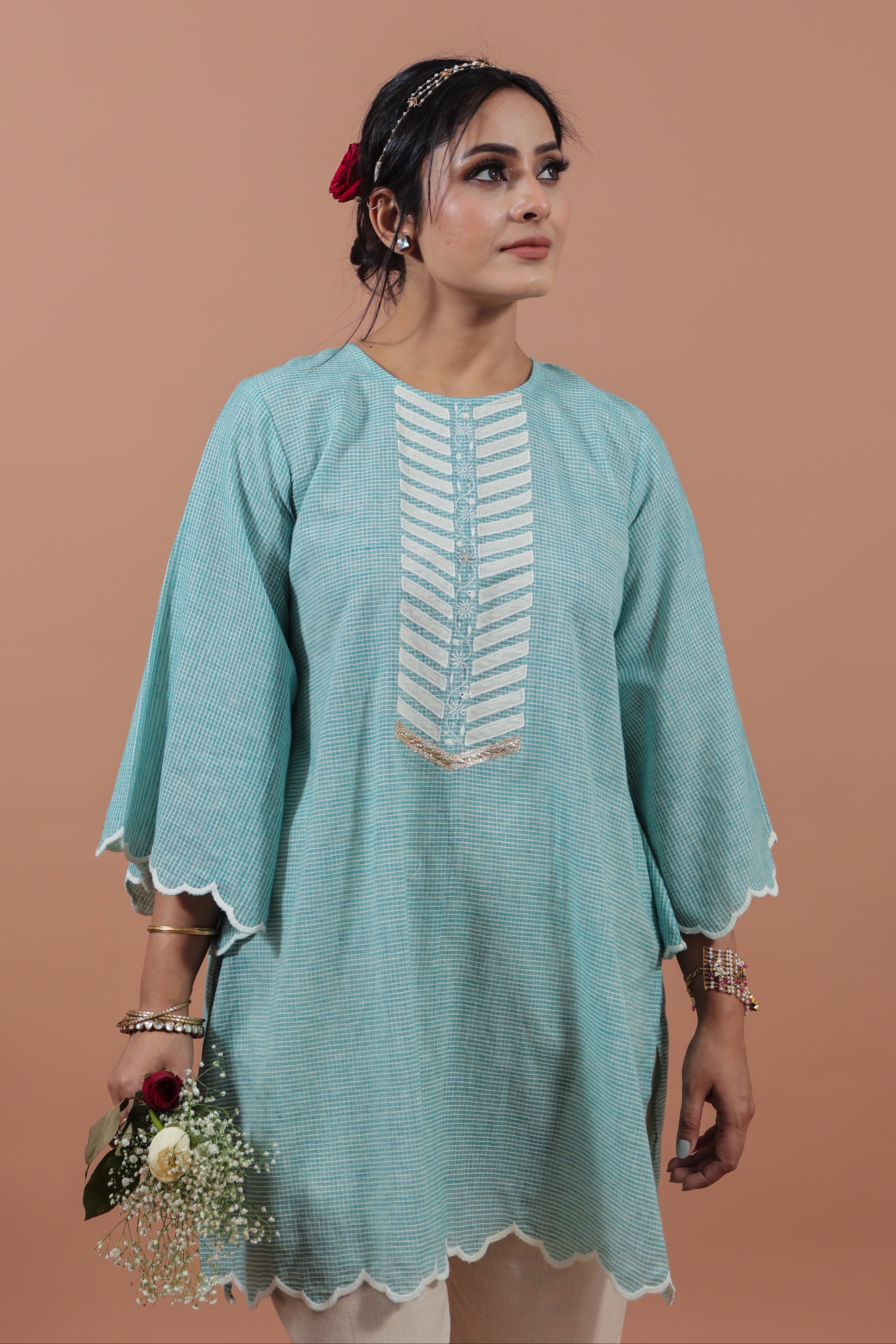 Aqua Applique Kurta