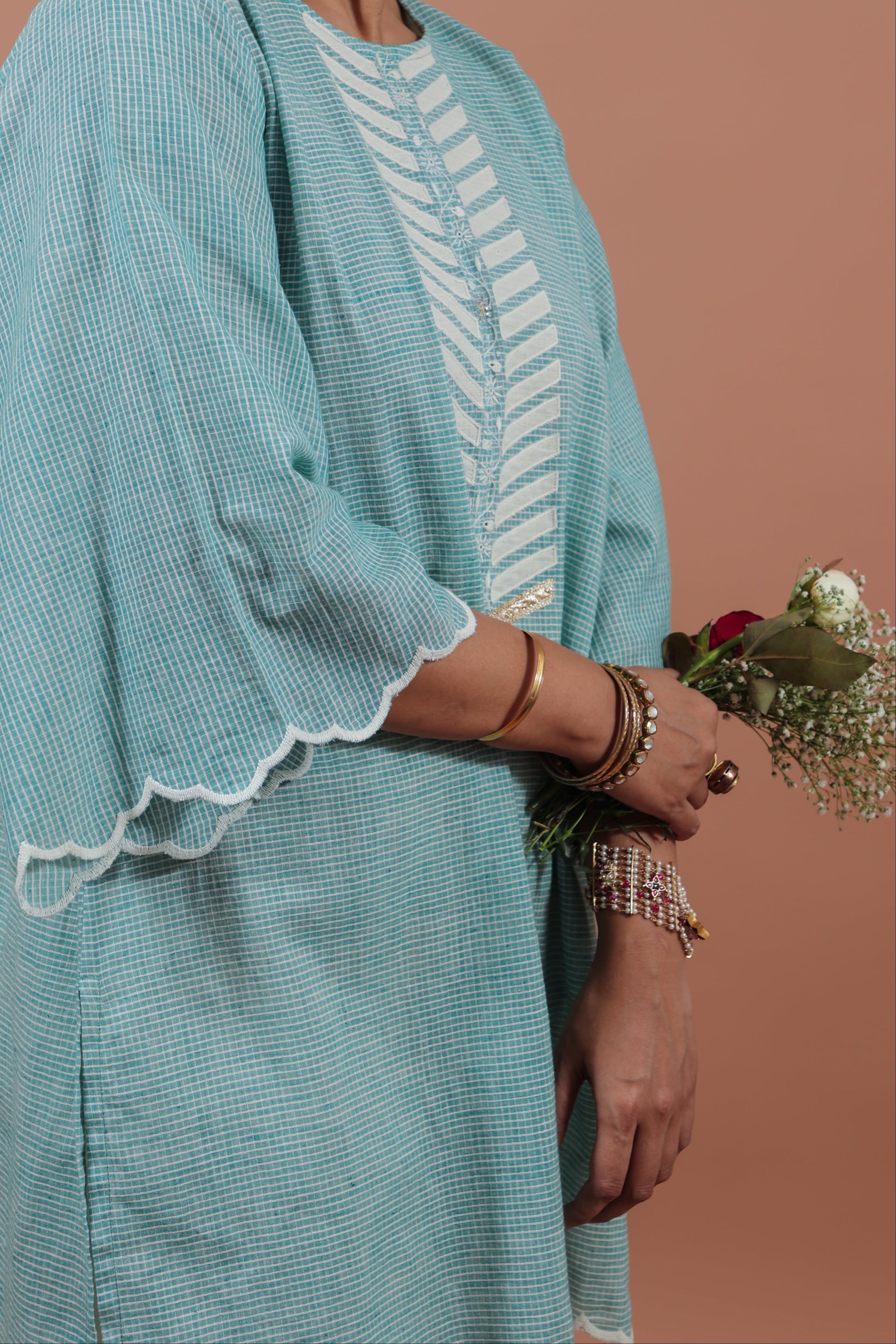 Aqua Applique Kurta