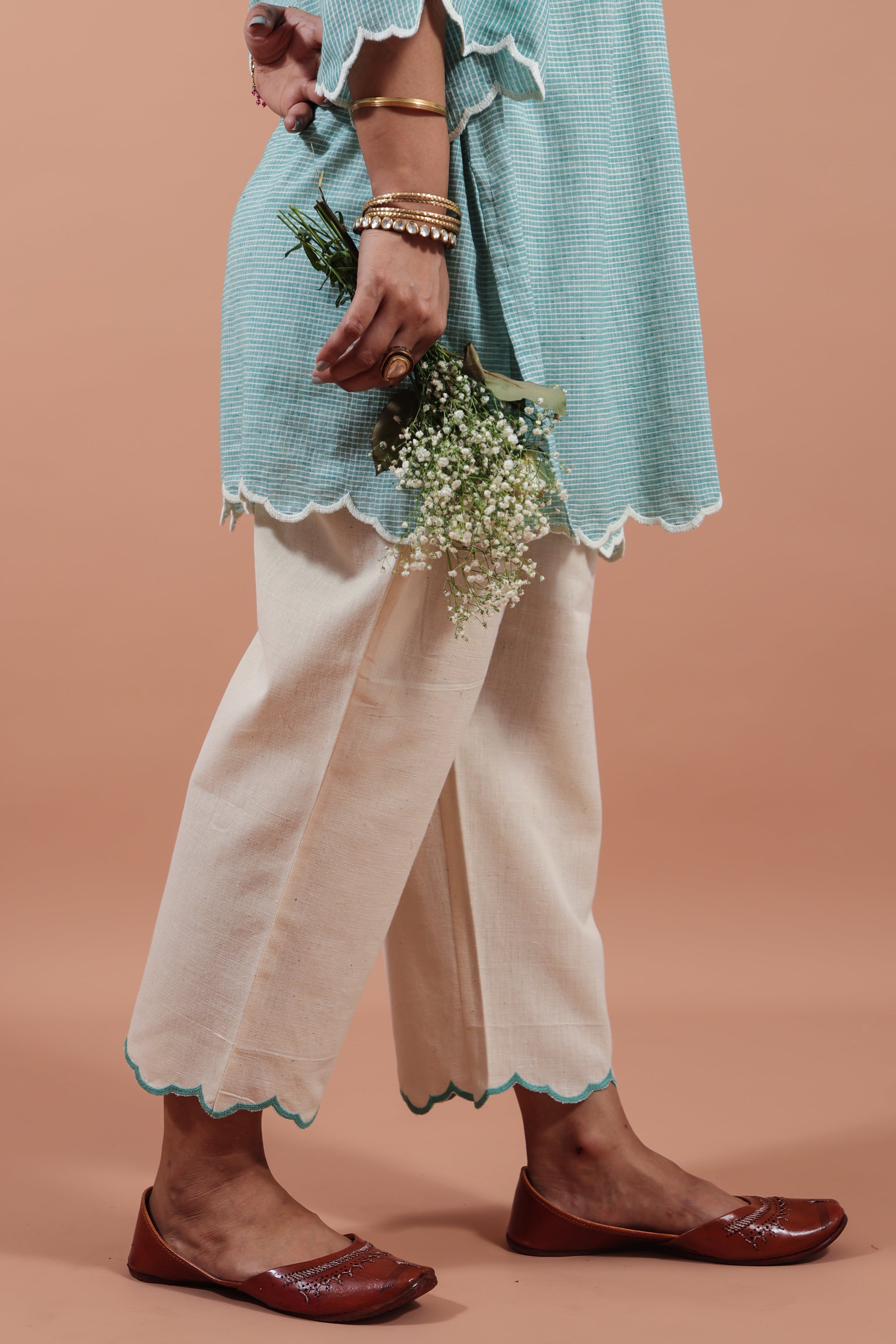 Aqua Applique Kurta