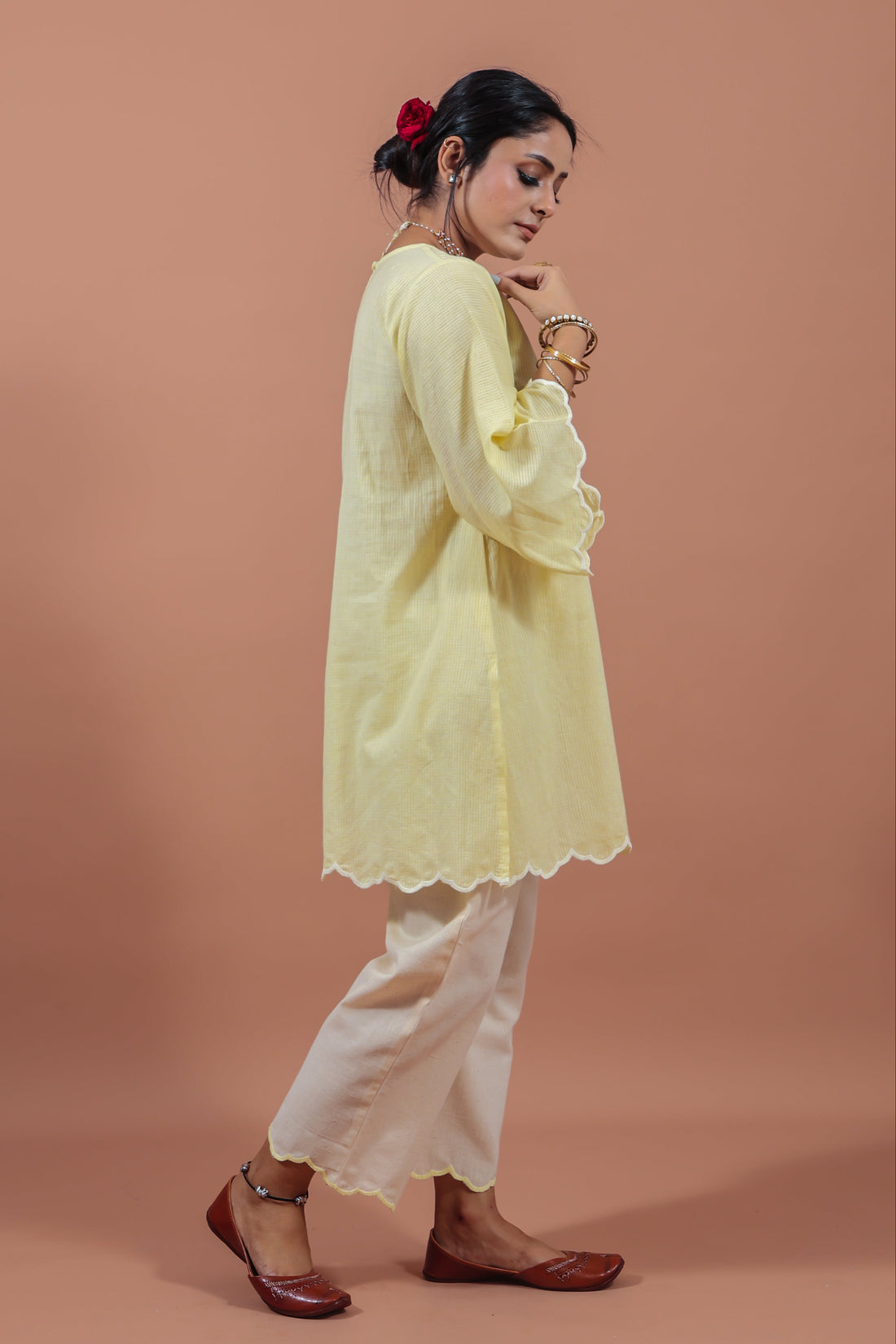 Lemon Yellow Applique Kurta