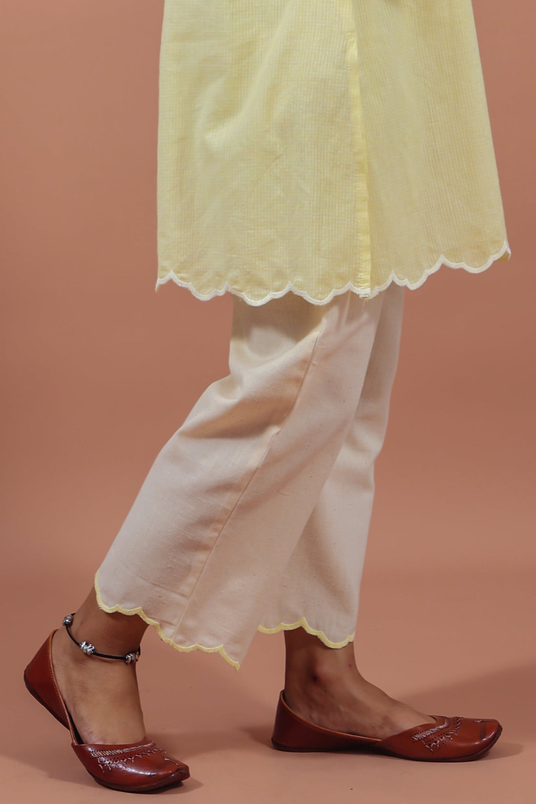 Lemon Yellow Scalloped Pants