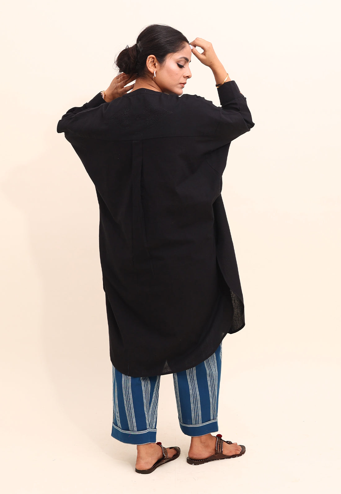 Solid Black Embroidered Co-ord Set