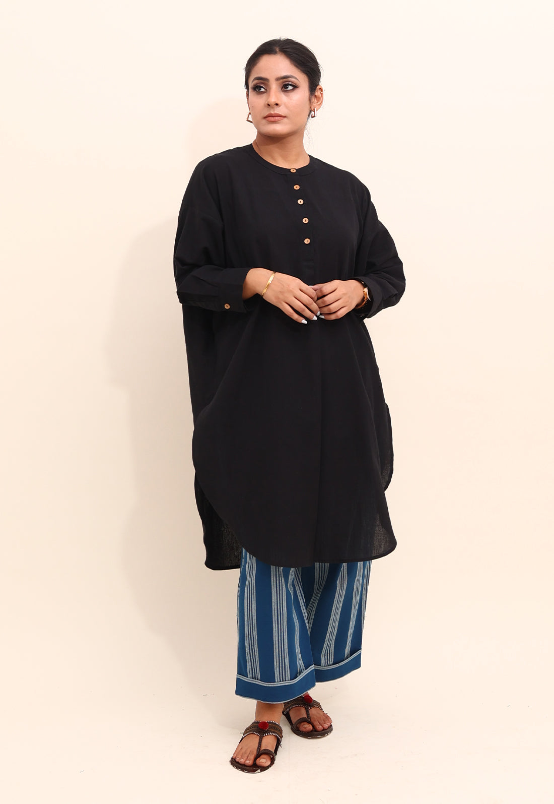 Solid Black Embroidered Co-ord Set