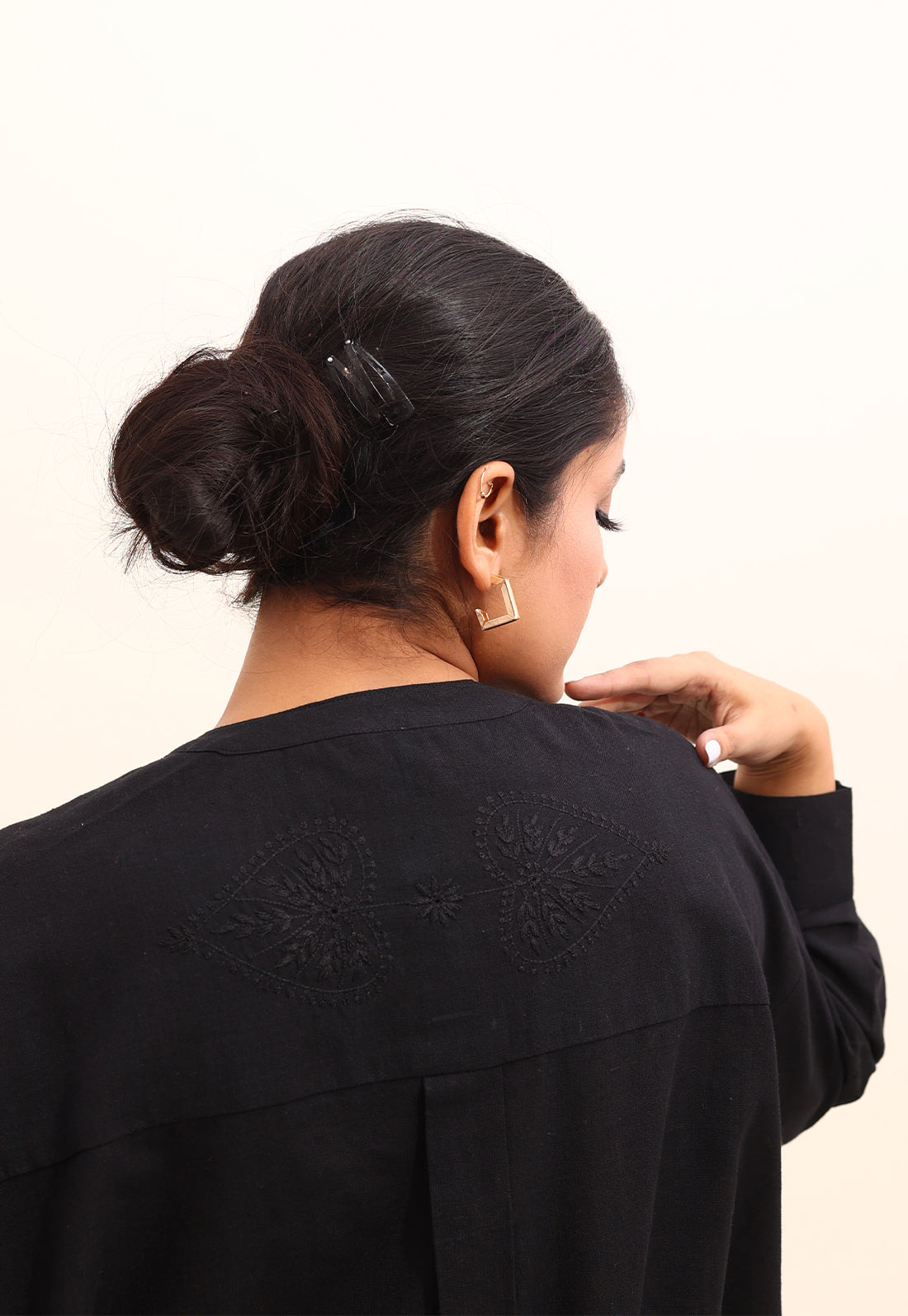 Solid Black Embroidered Co-ord Set