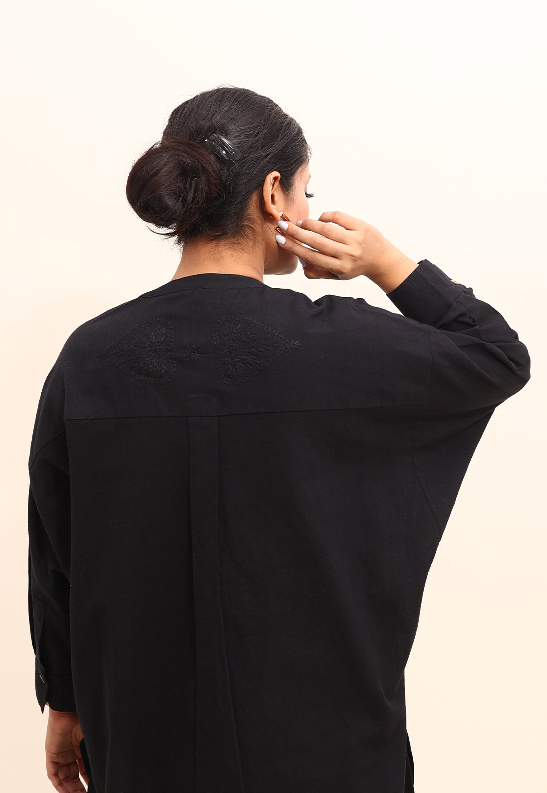 Solid Black Embroidered Co-ord Set