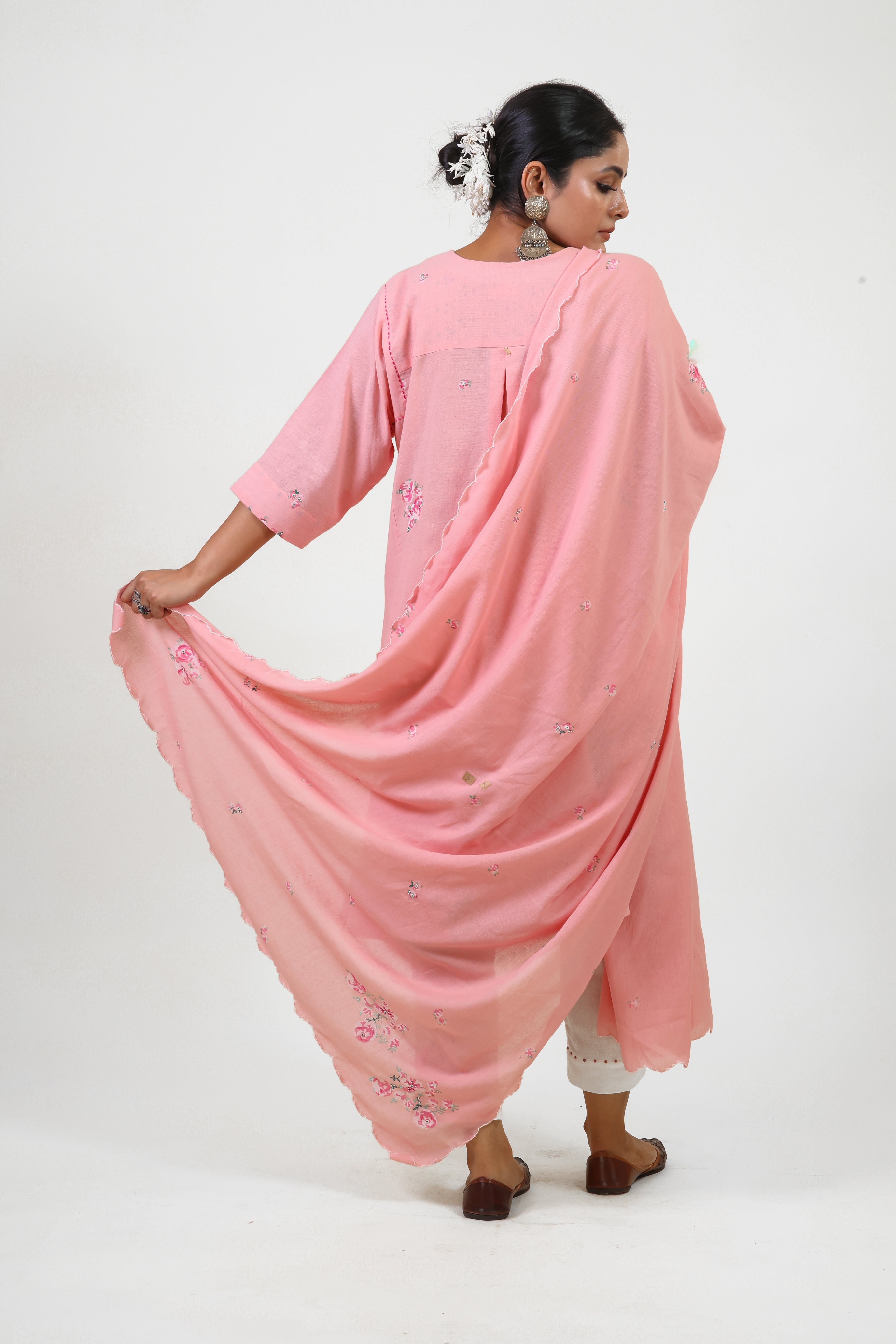 Pink Floral Choga Bloom Kurta