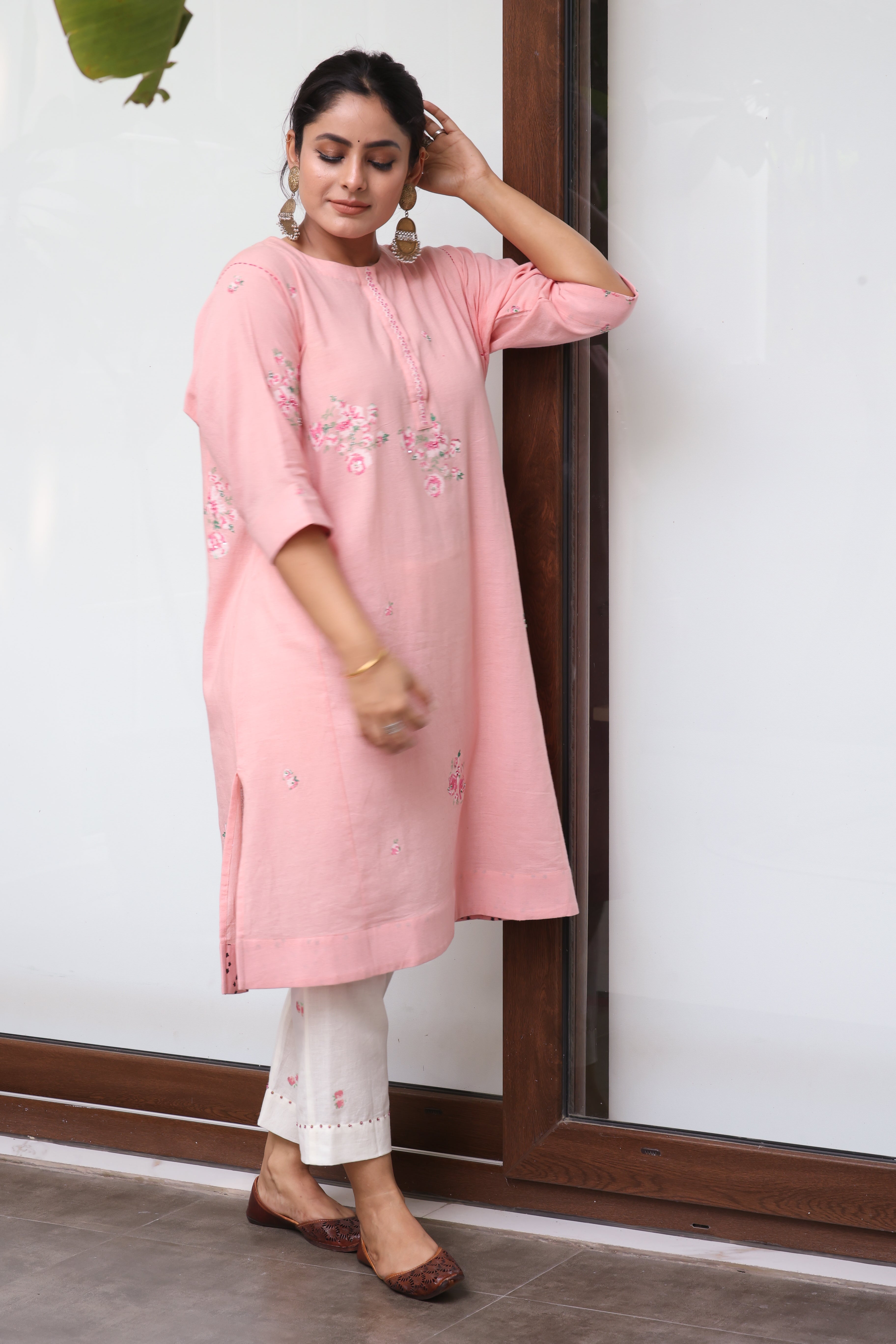 Pink Floral Choga Bloom Kurta