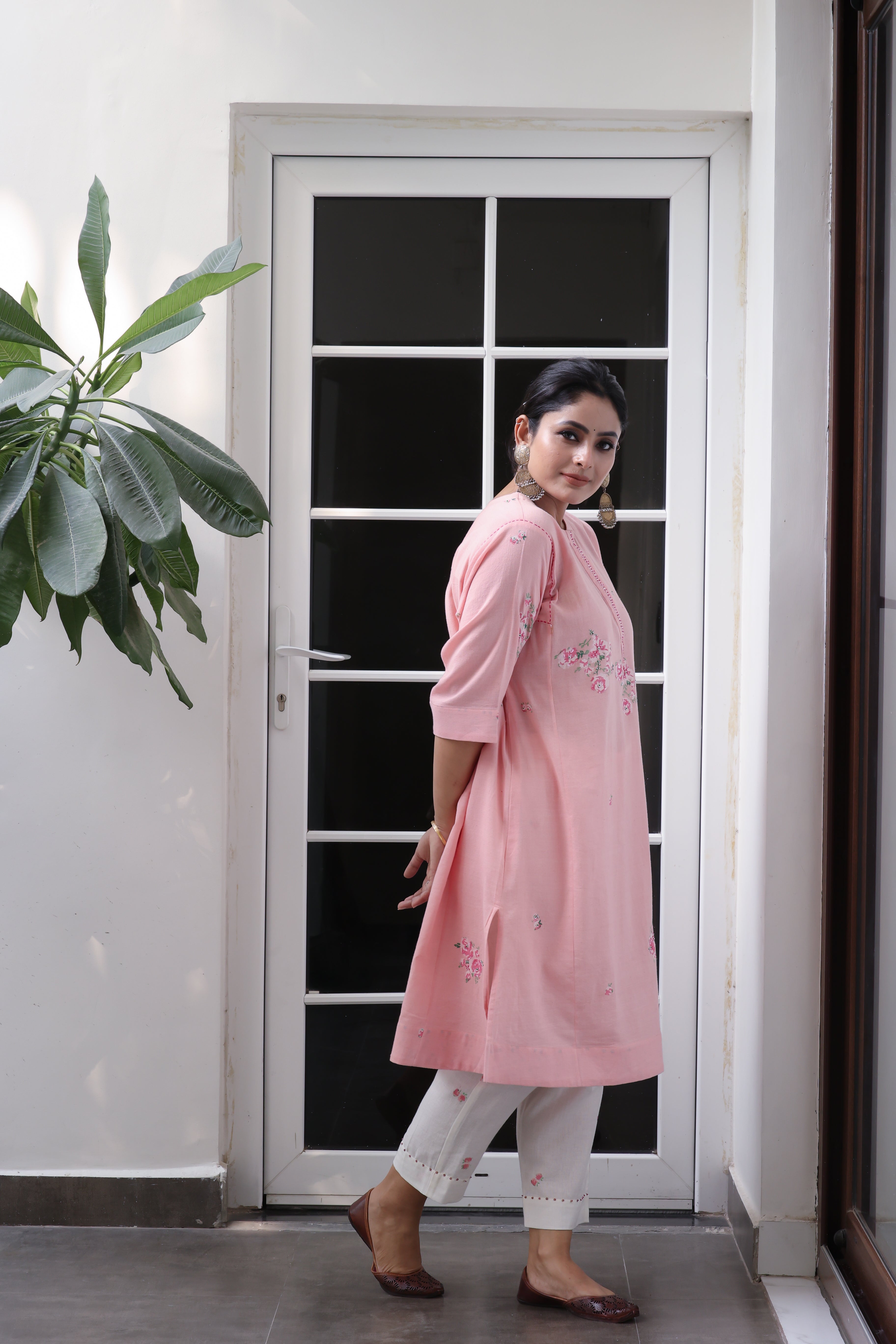 Pink Floral Choga Bloom Kurta