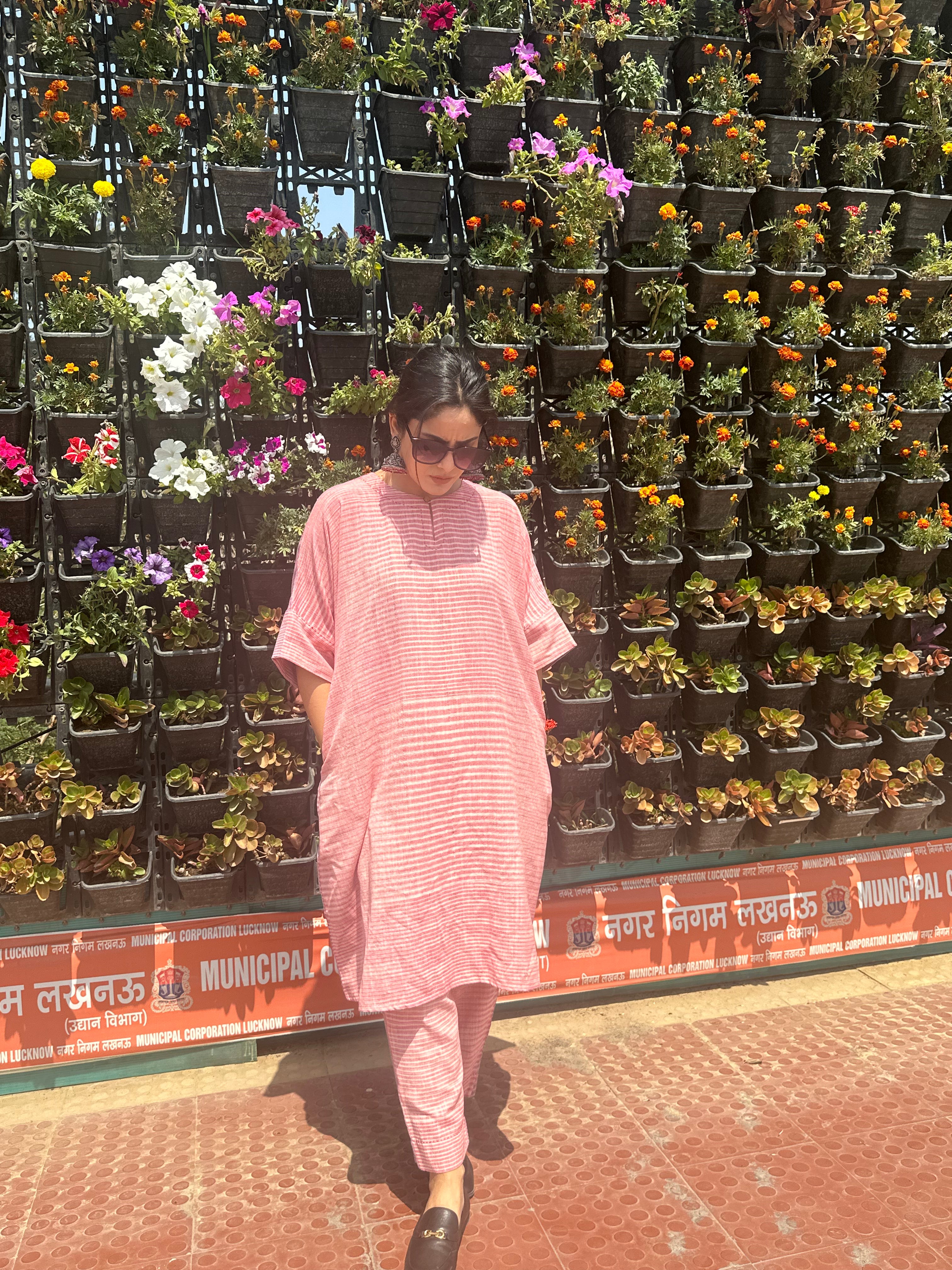 Khadi Dual Colour Co-ord Kaftan Set