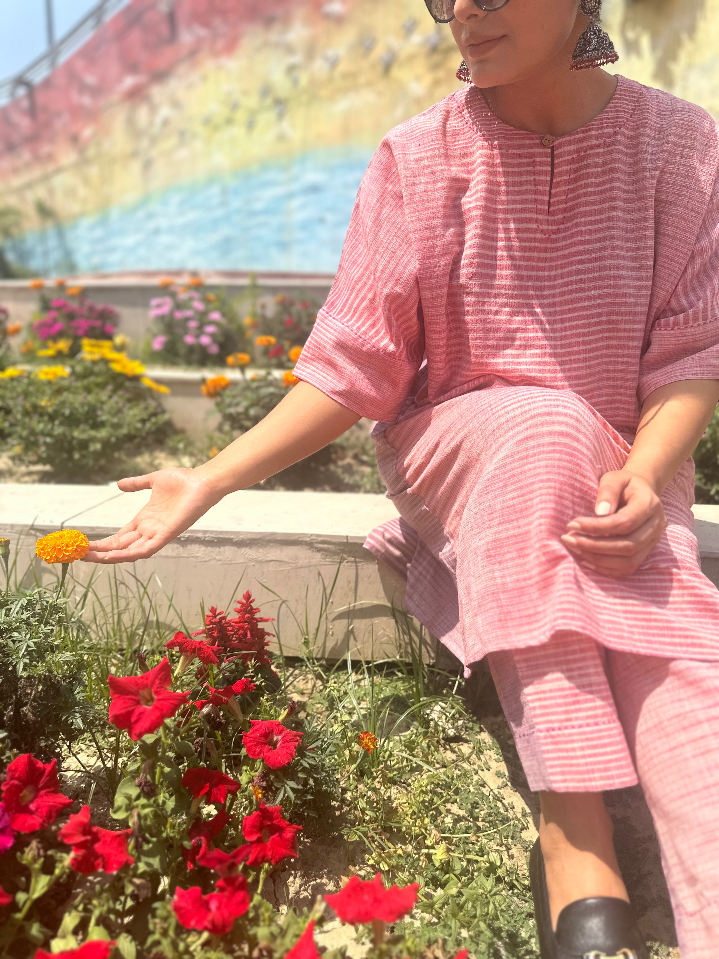 Khadi Dual Colour Co-ord Kaftan Set