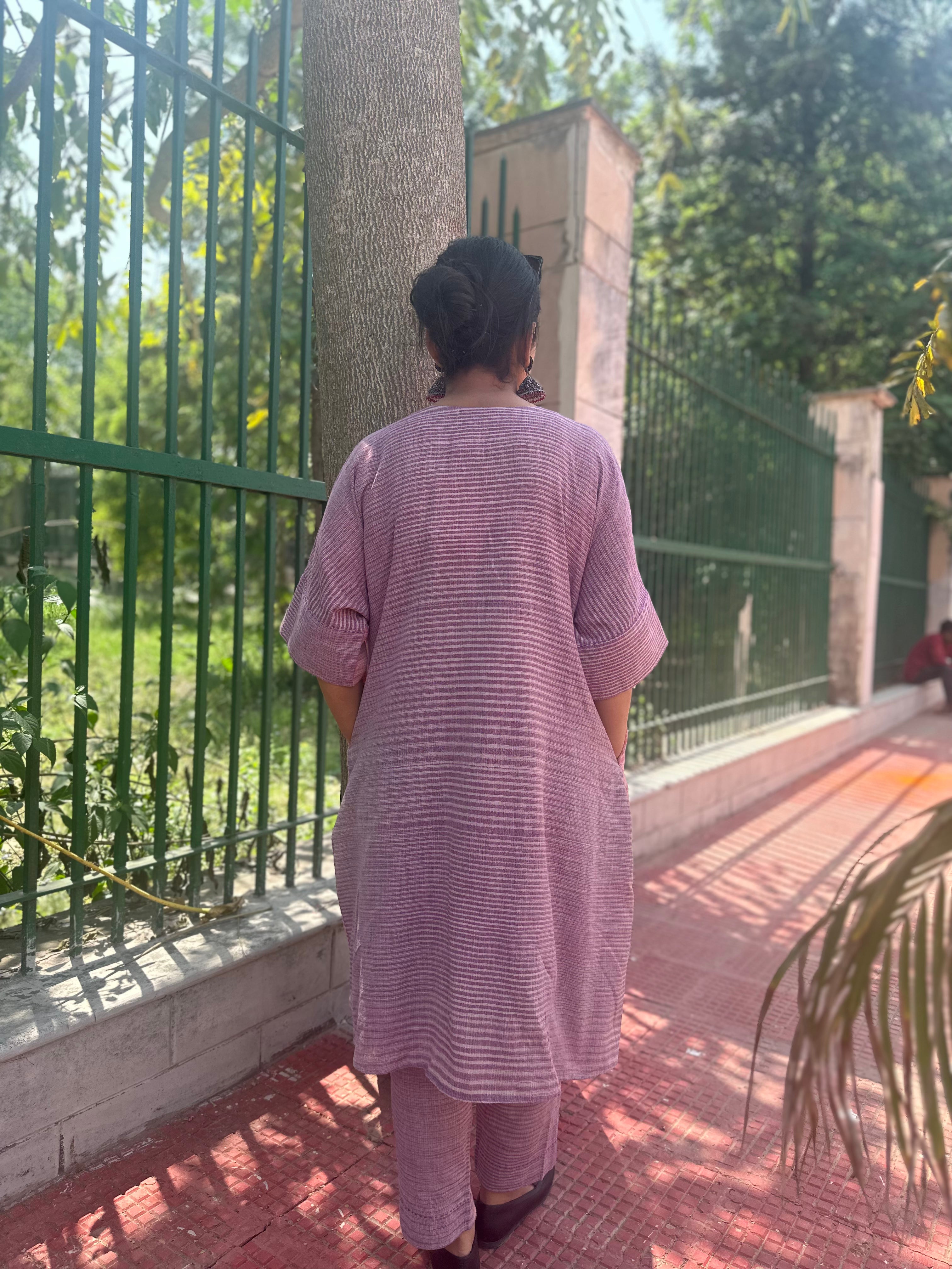 Khadi Dual Colour Co-ord Kaftan Set