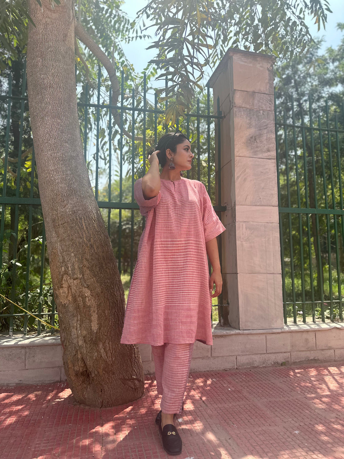 Khadi Dual Colour Co-ord Kaftan Set