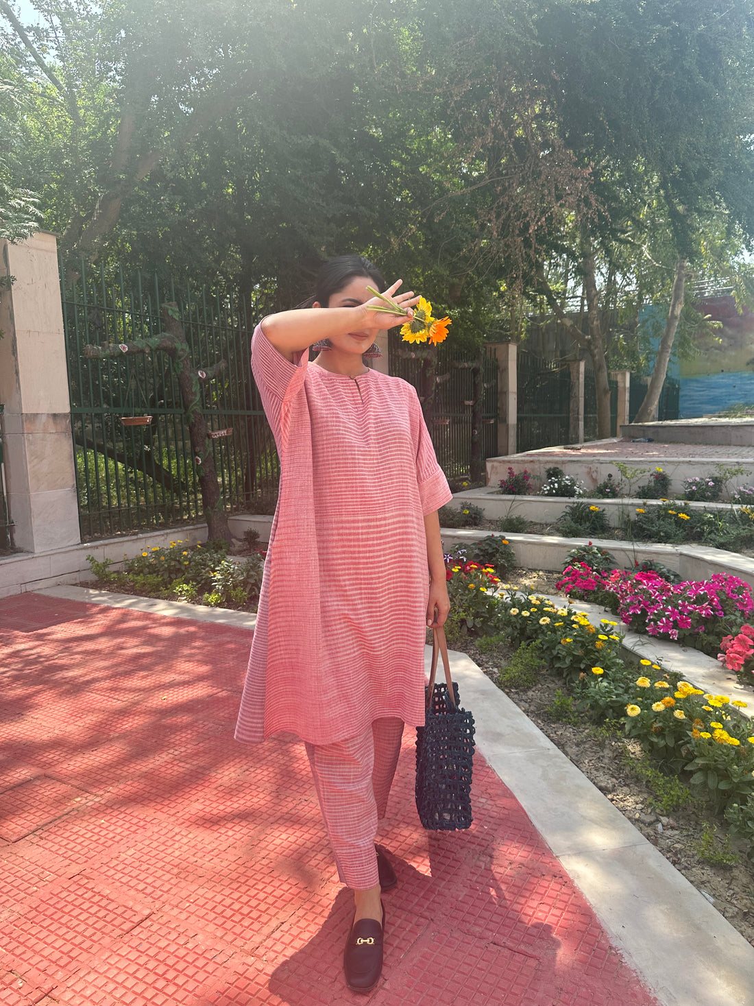 Khadi Dual Colour Co-ord Kaftan Set