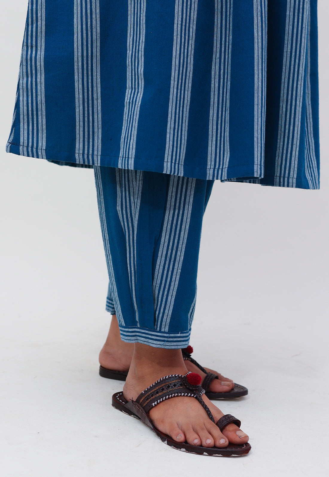 Blue Striped Pleated Co-ord Set