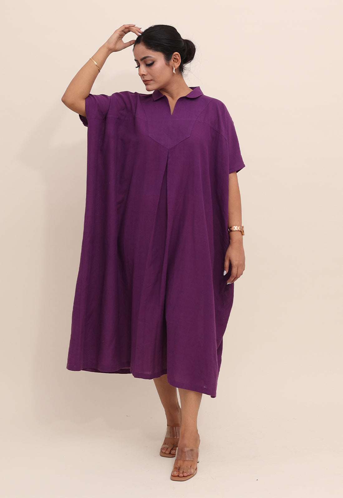 Solid Purple Kaftan Dresses