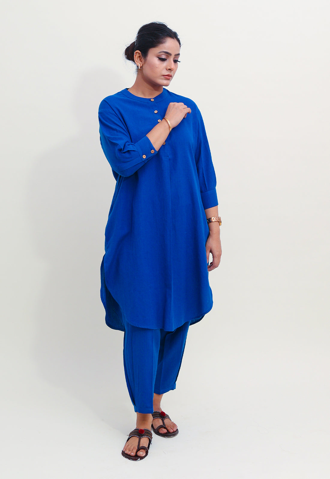 Solid Blue Drop Shoulder Set