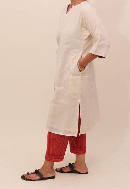 White Square Handloom Co-ord Set