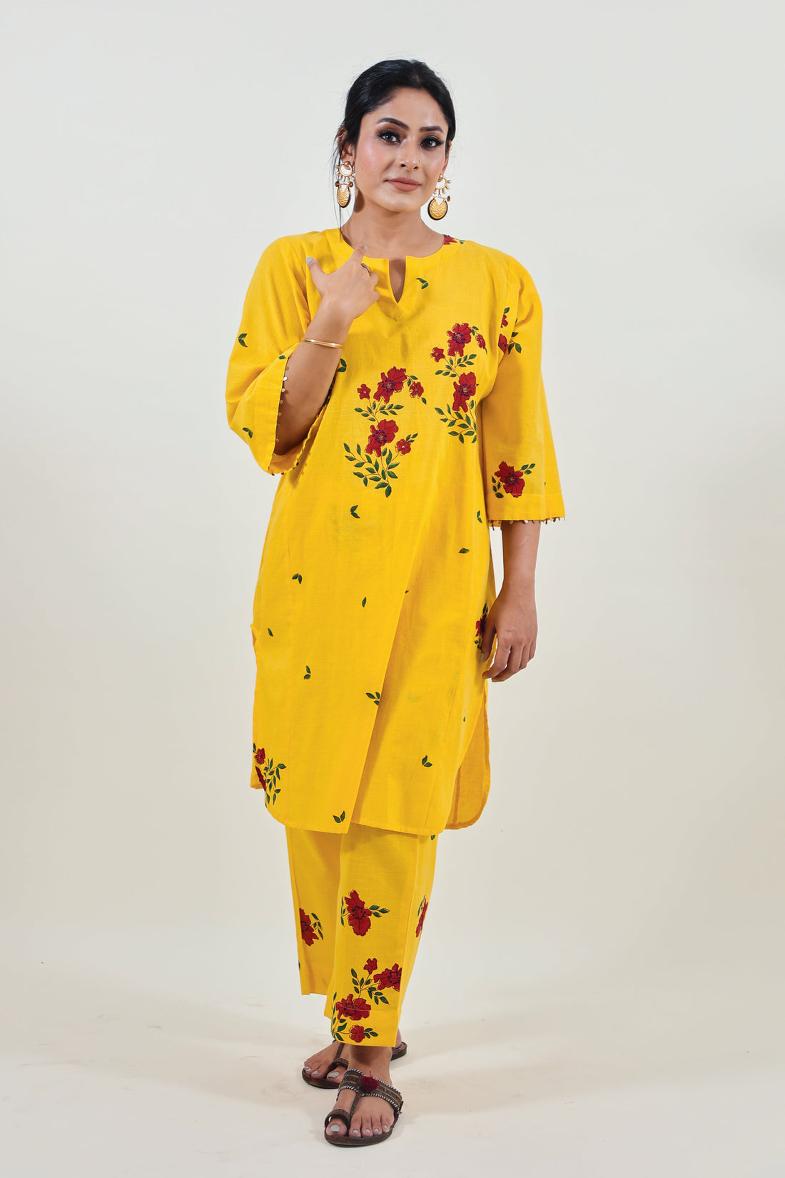 Yellow Floral Choga Bloom Kurta