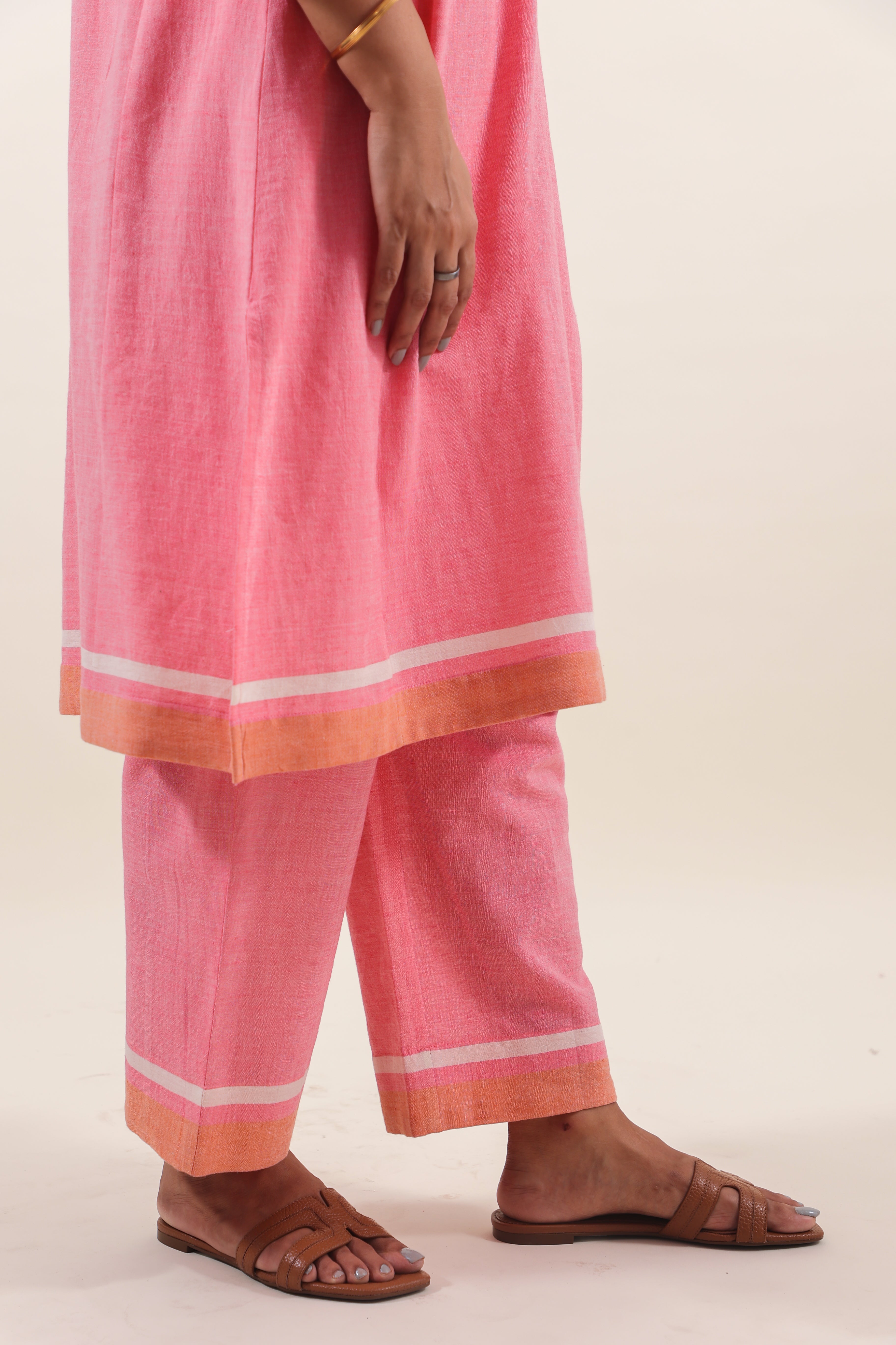 Coral Pink chikankari choga kurta set