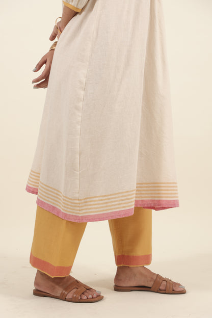 Ivory Chikankari with smocking long kurta set