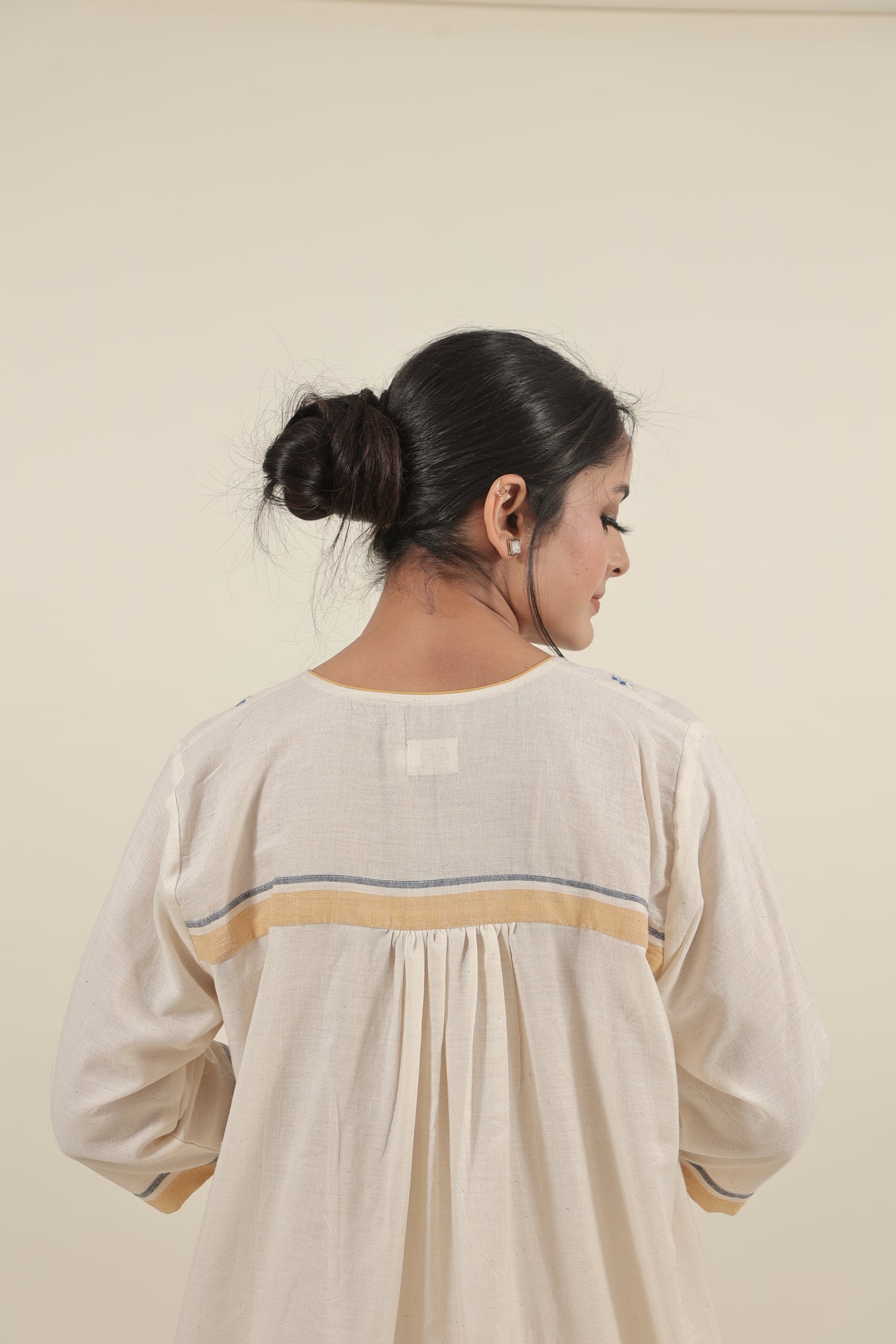 Ivory Chikankari with blue flowers kurta set