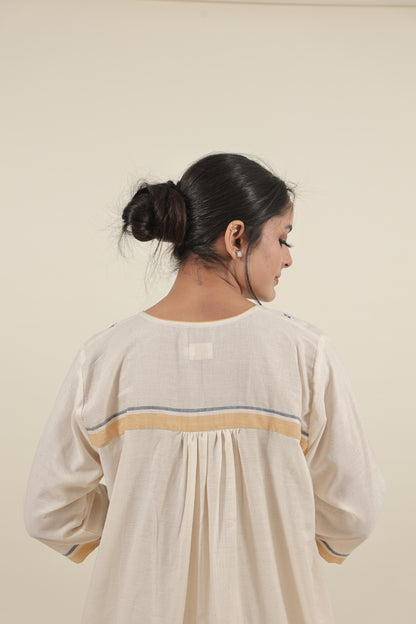 Ivory Chikankari with blue flowers kurta set