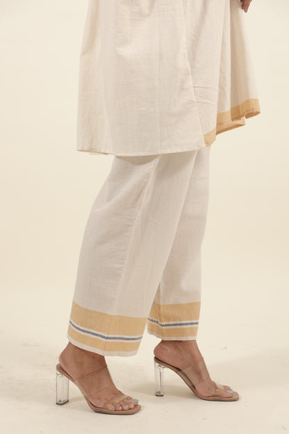 Ivory Chikankari with blue flowers kurta set