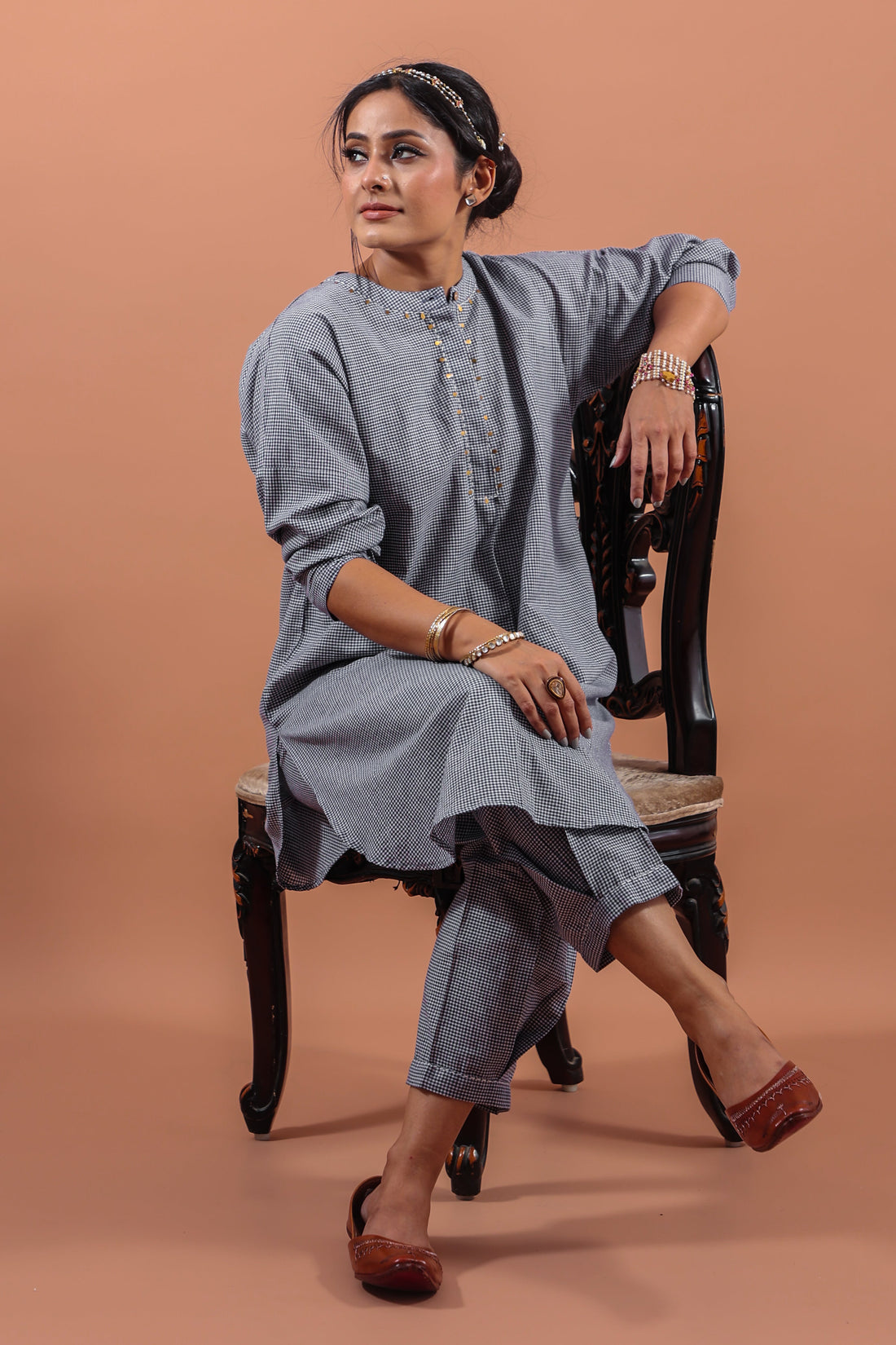 Indigo Checkered Kurta