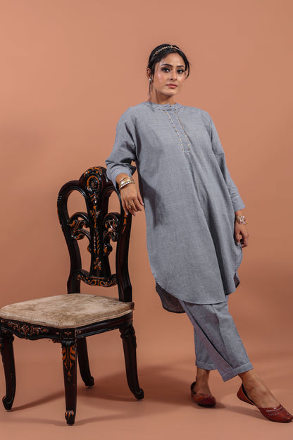 Indigo Checkered Kurta