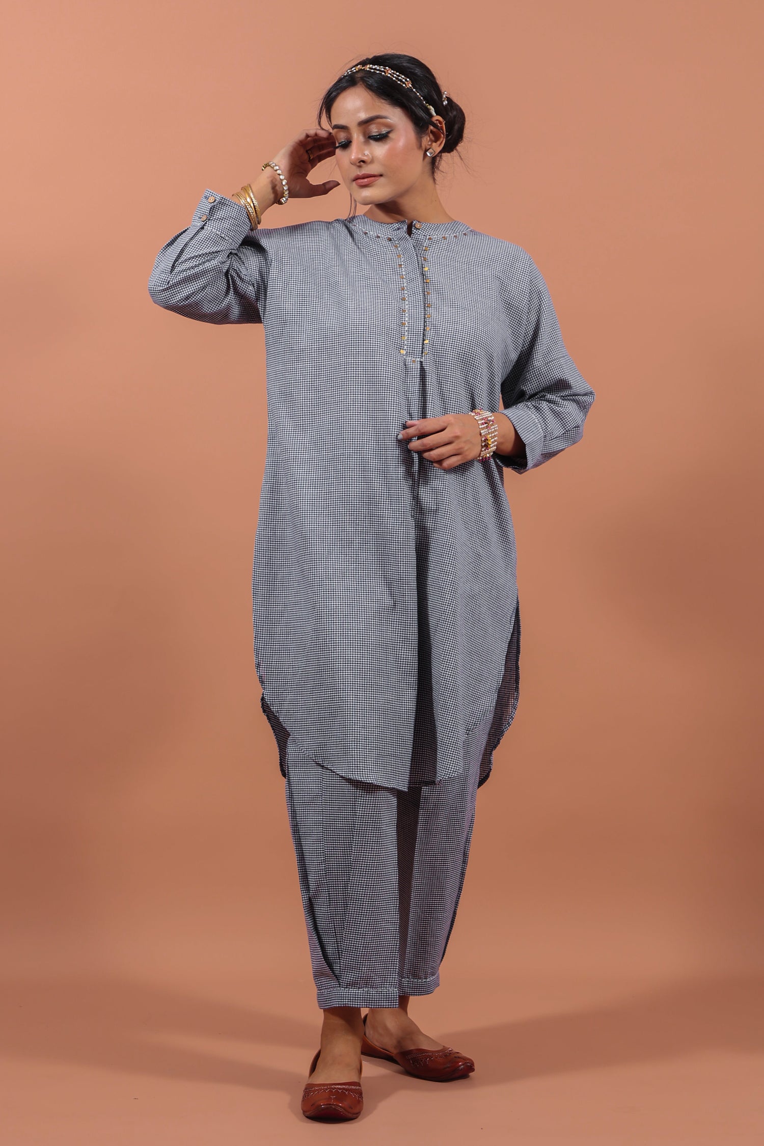 Indigo Checkered Kurta