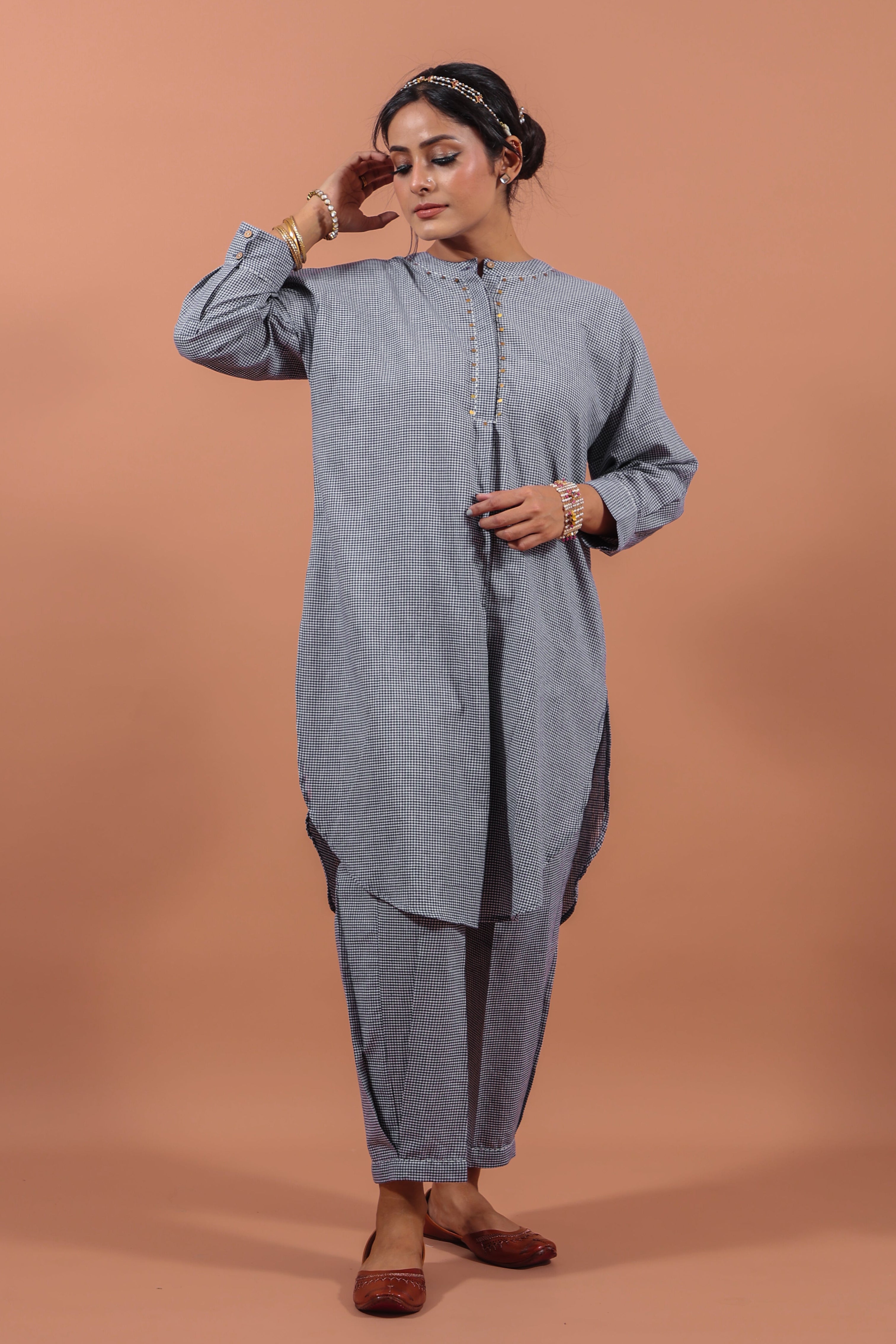 Indigo Checkered Kurta