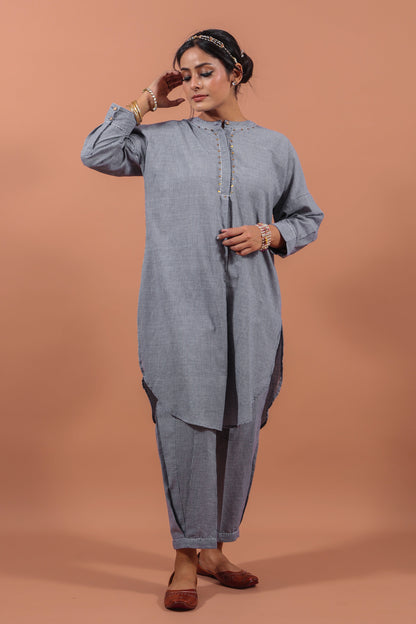 Indigo Checkered Kurta