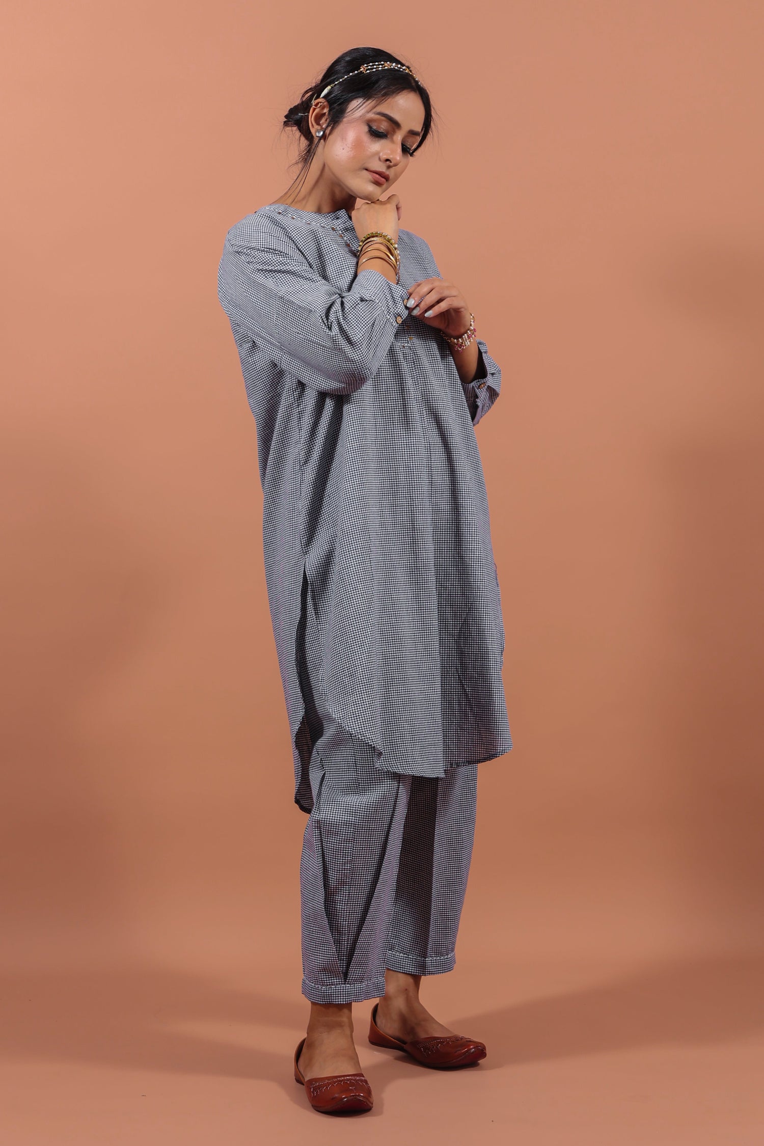 Indigo Checkered Kurta