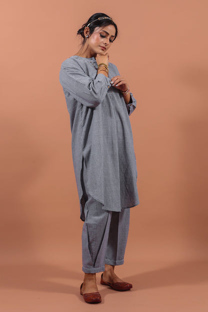 Indigo Checkered Kurta