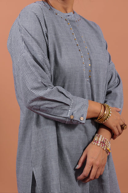 Indigo Checkered Kurta