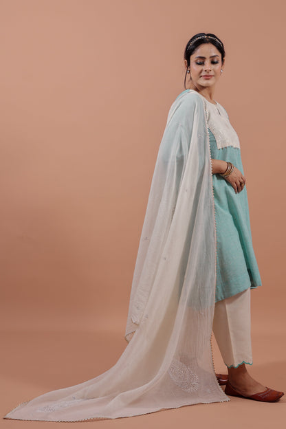 Ivory Chikankari Chaand Dupatta
