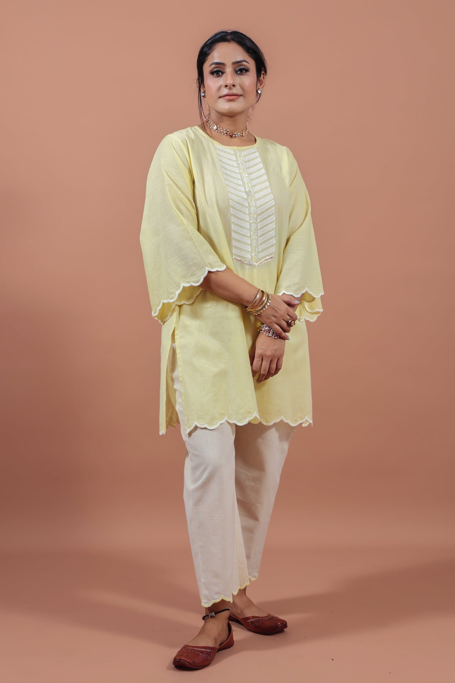 Lemon Yellow Applique Kurta
