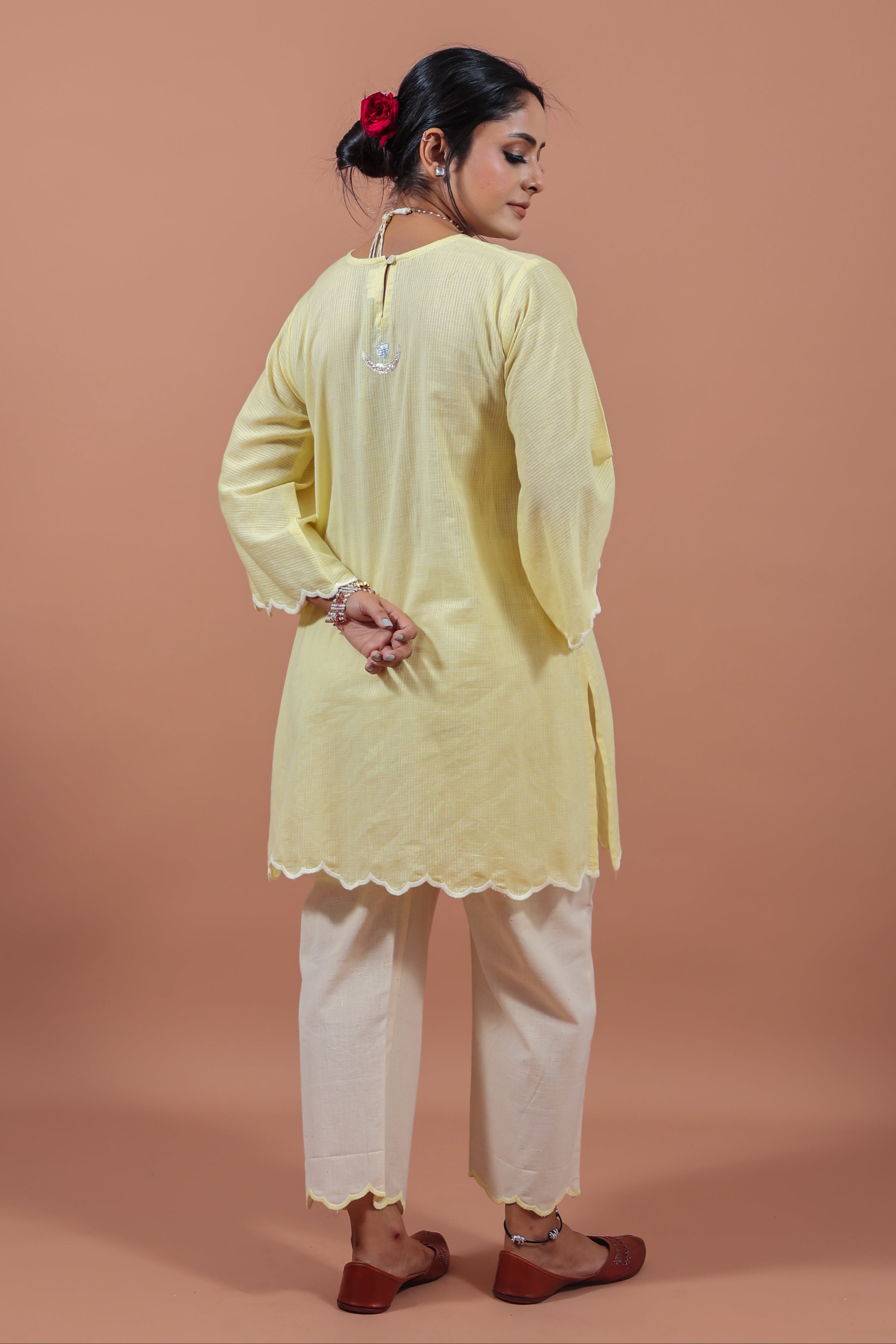 Lemon Yellow Applique Kurta