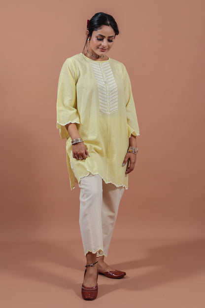 Lemon Yellow Applique Kurta