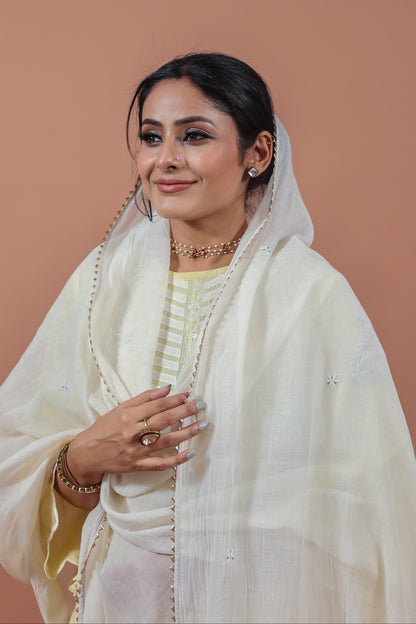 Lemon Yellow Applique Kurta