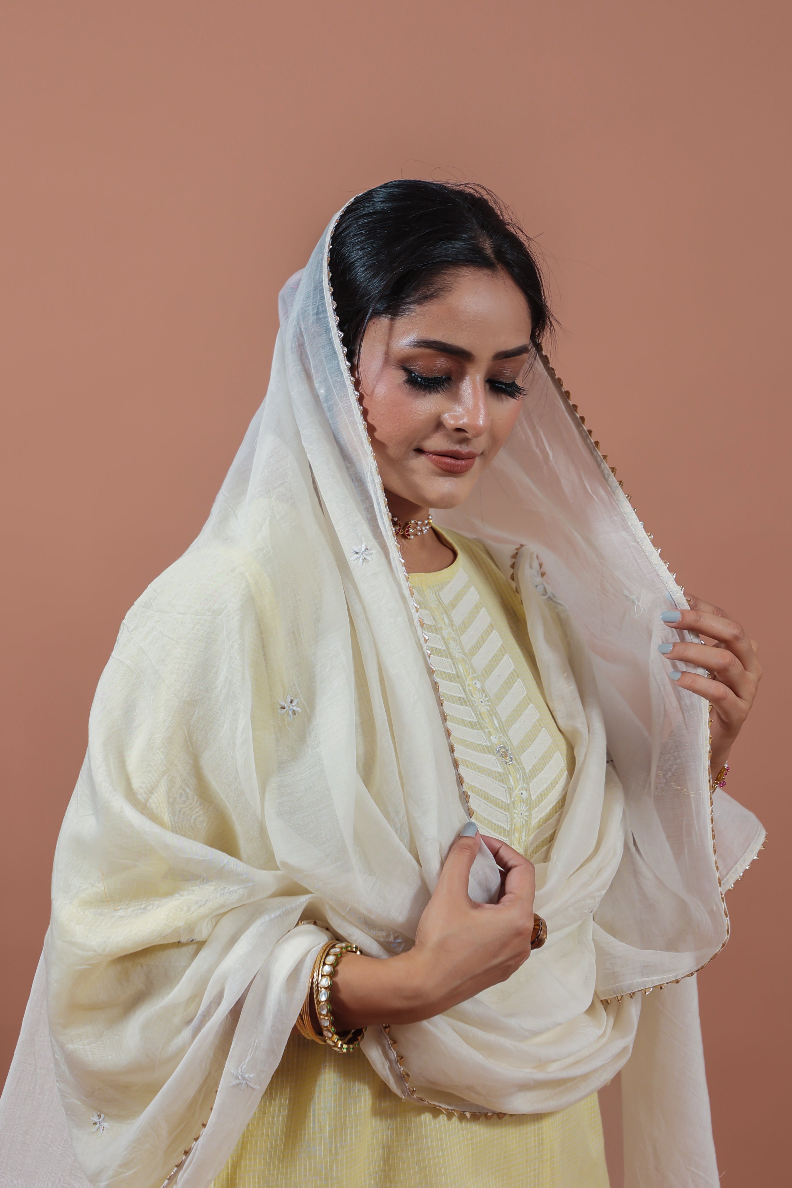 Lemon Yellow Applique Kurta
